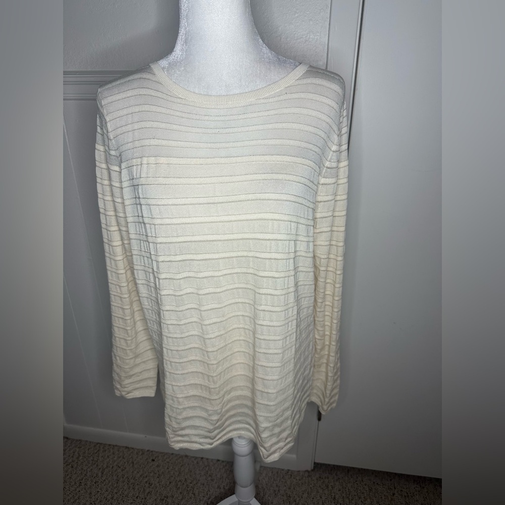 Lafayette 148 New York Cream Long Sleeve striped size M